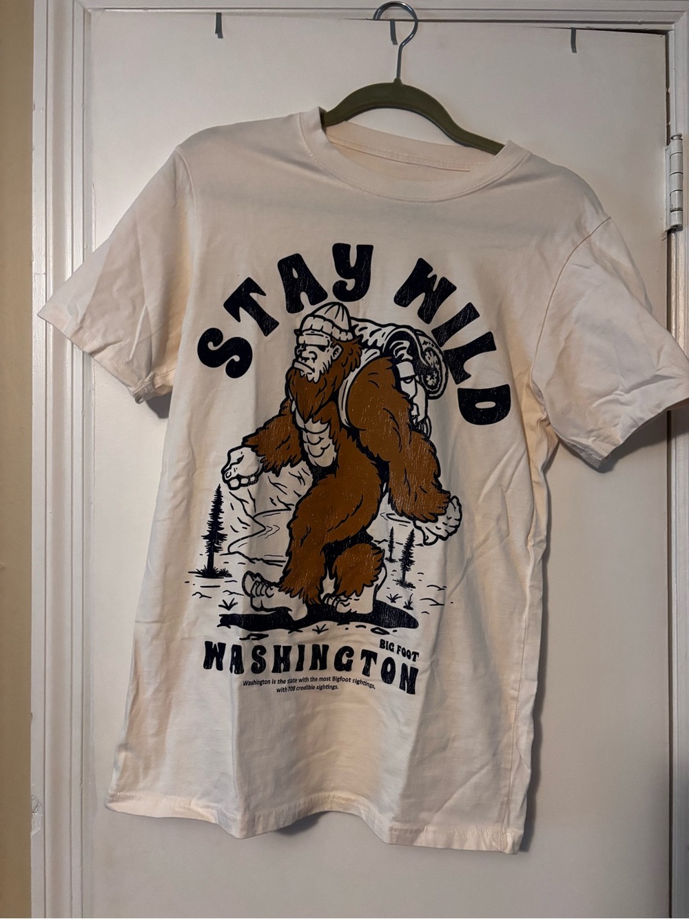 Stay Wild Bigfoot Graphic Tee - White/Brown